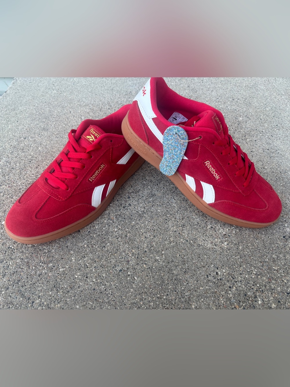 NEW Sz 11W Reebok Forte Lounger Red Suede Gum Sole Sneakers